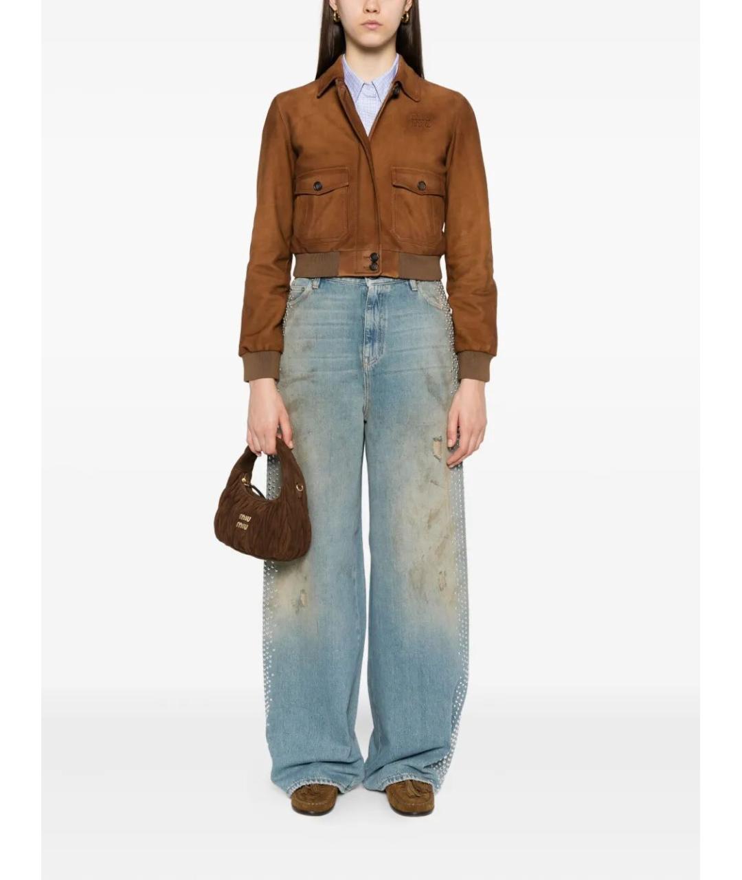 GOLDEN GOOSE DELUXE BRAND Голубые хлопковые прямые джинсы, фото 2