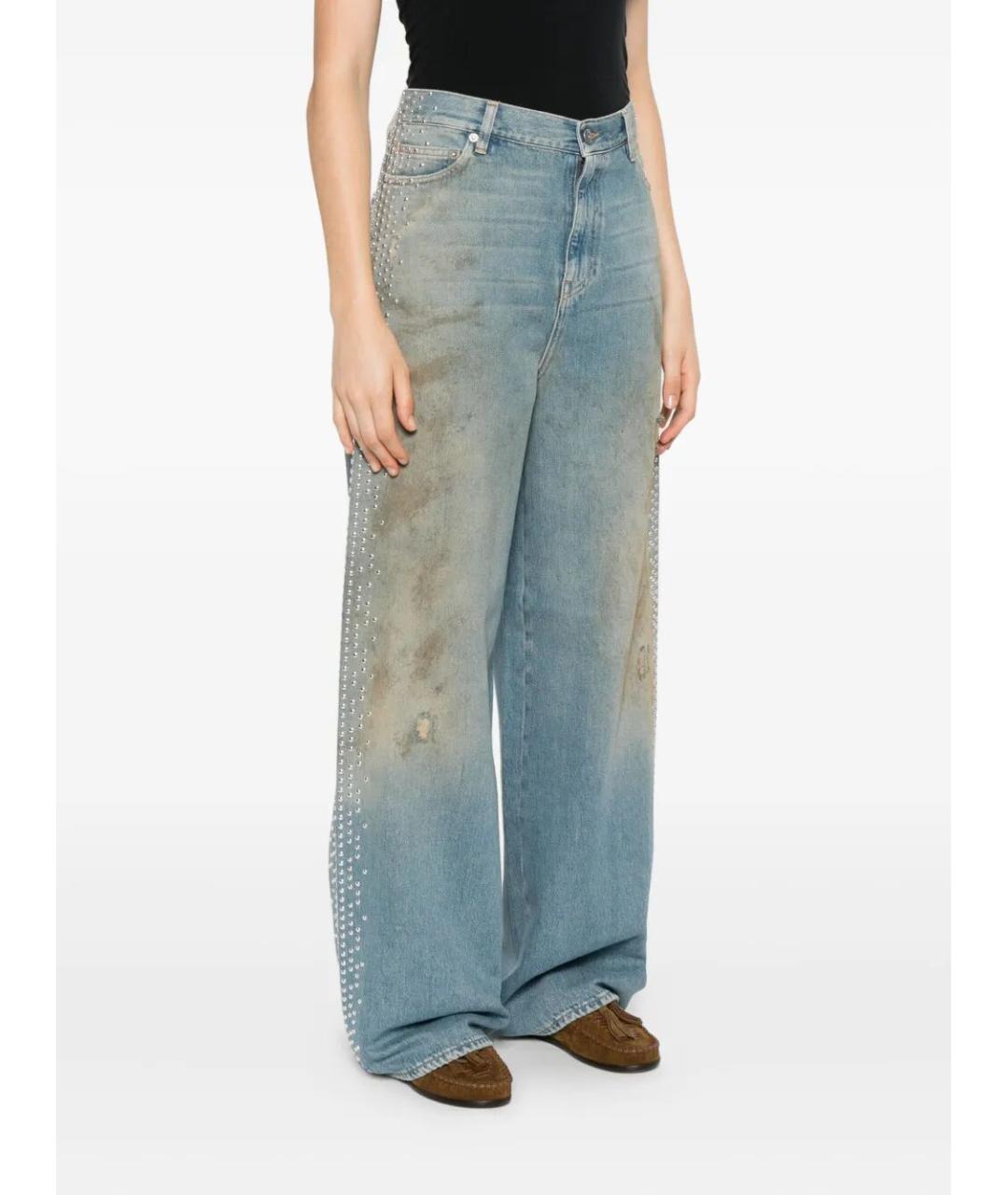 GOLDEN GOOSE DELUXE BRAND Голубые хлопковые прямые джинсы, фото 3