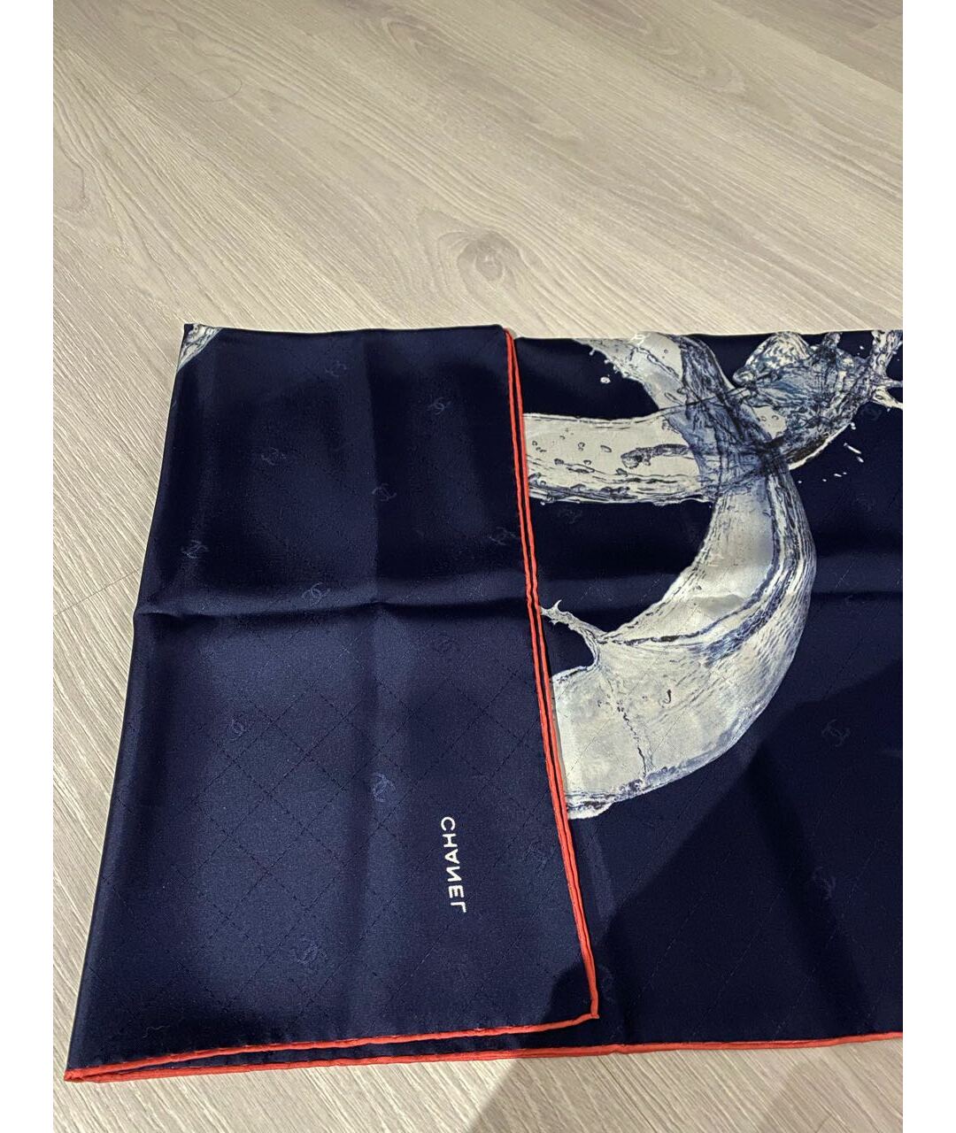 CHANEL Синий шелковый шарф, фото 2