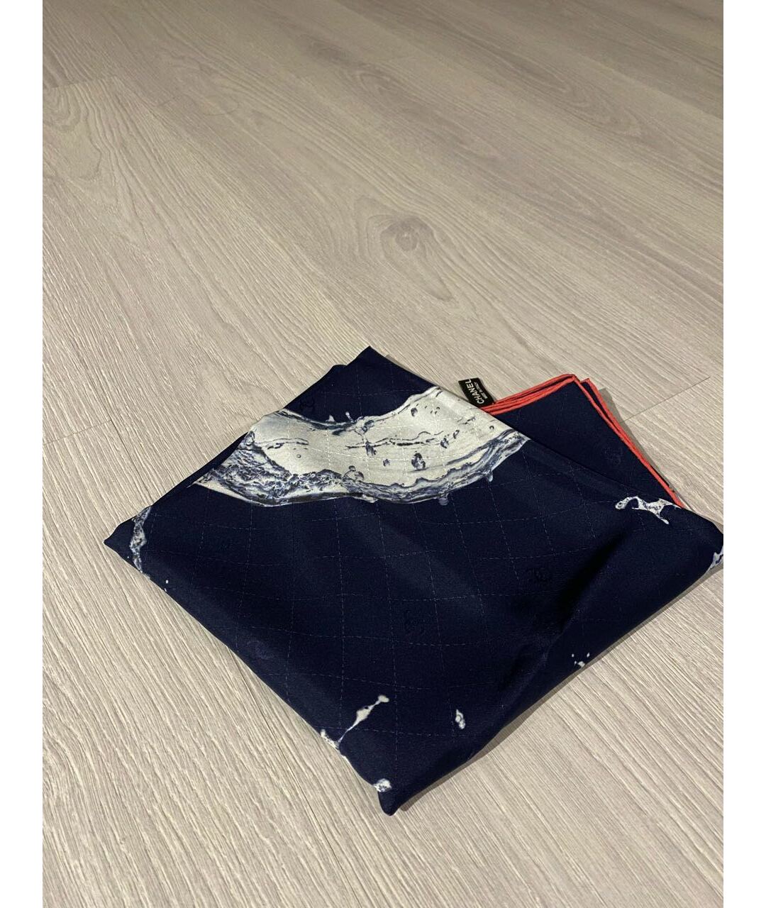 CHANEL Синий шелковый шарф, фото 5