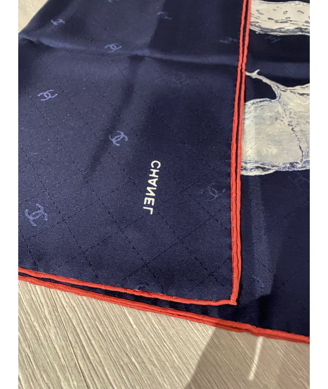 CHANEL Синий шелковый шарф, фото 4