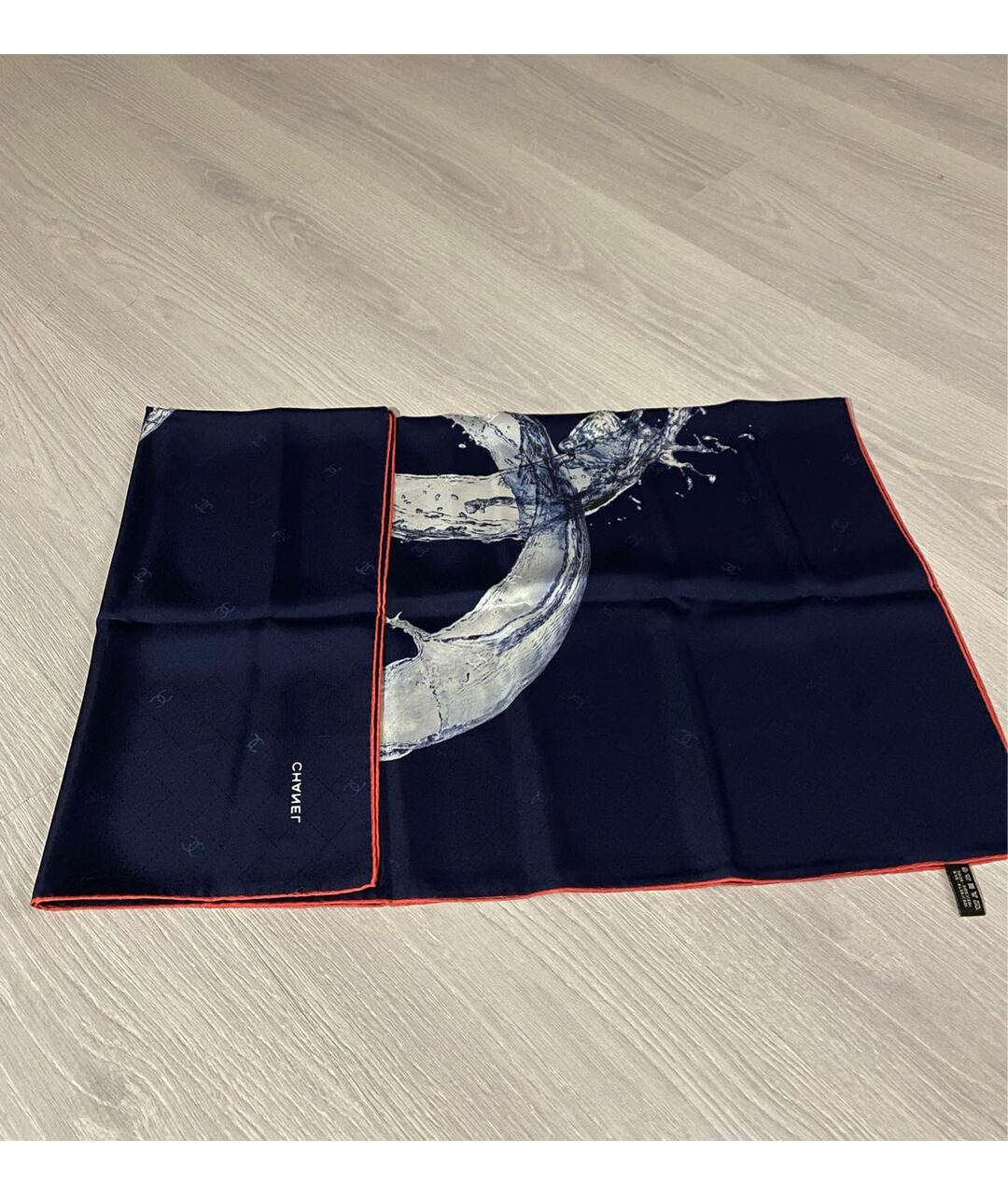 CHANEL Синий шелковый шарф, фото 3