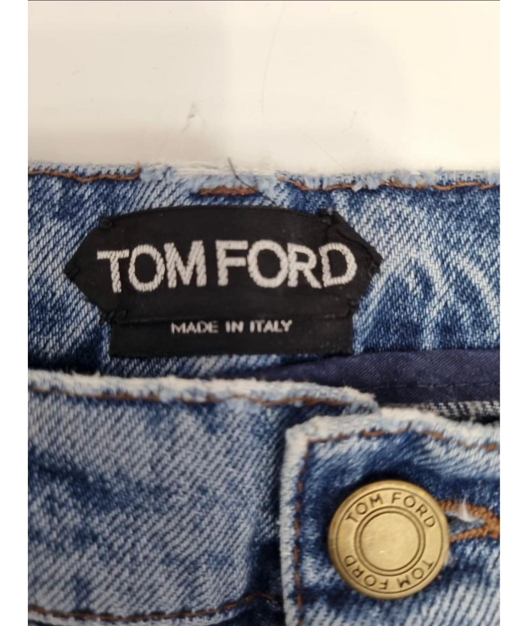 TOM FORD Голубые хлопковые прямые джинсы, фото 8
