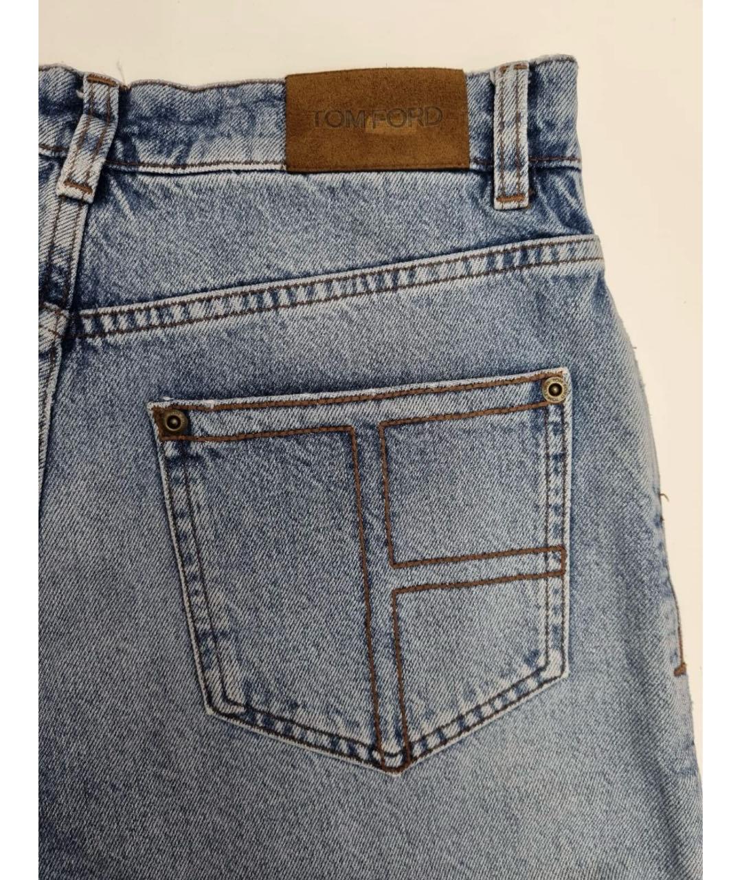 TOM FORD Голубые хлопковые прямые джинсы, фото 5