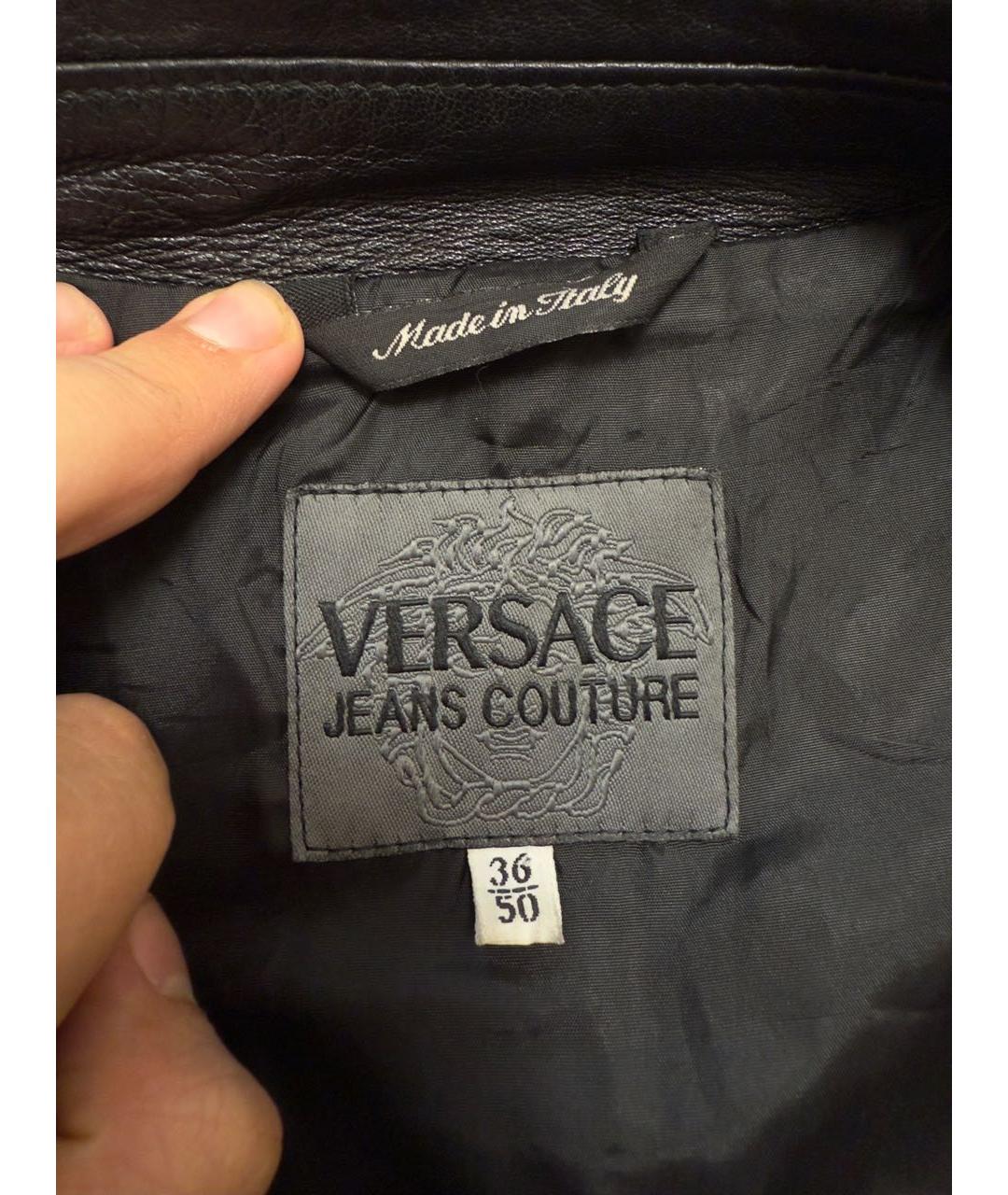 VERSACE JEANS COUTURE Черная кожаная куртка, фото 3