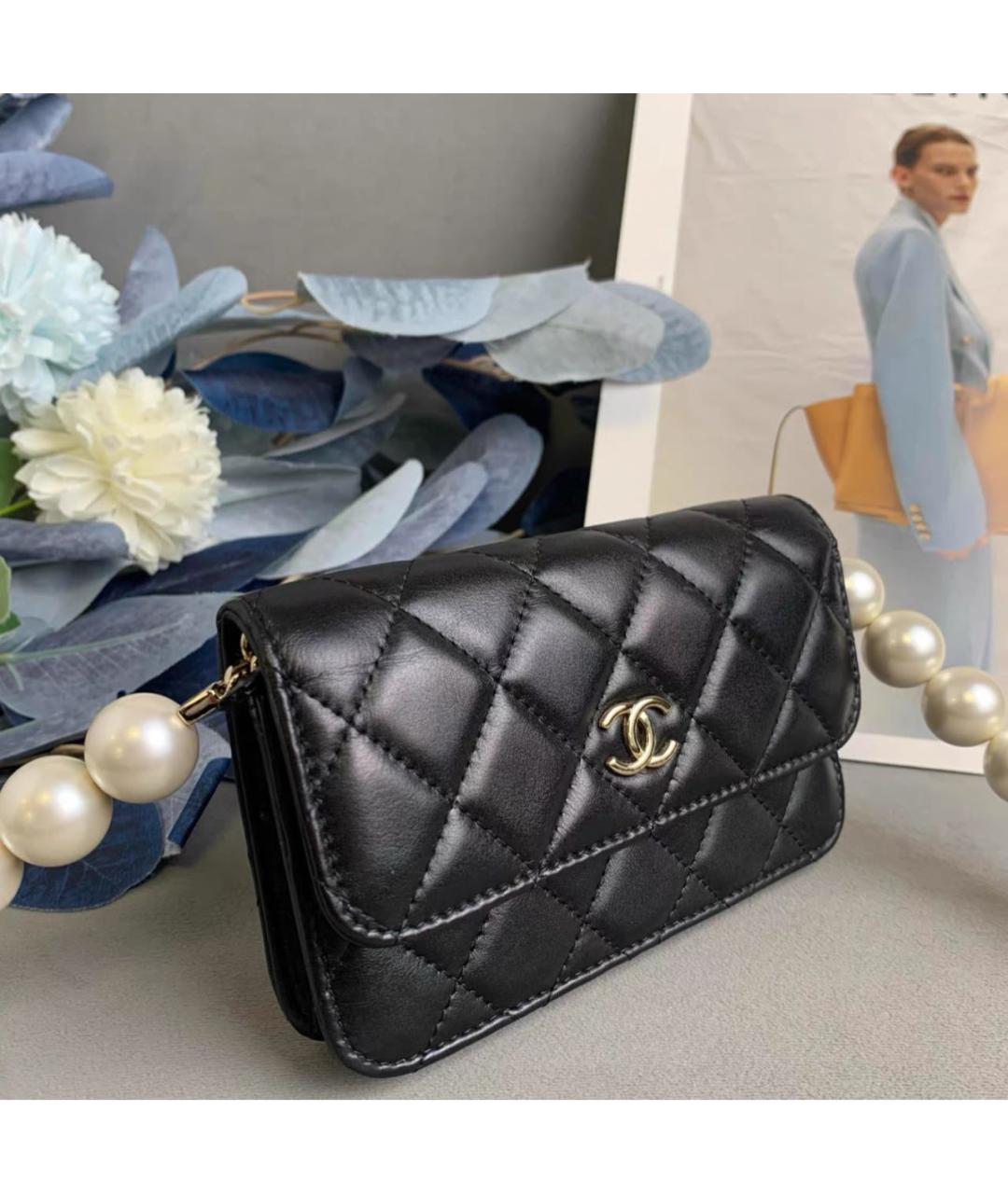 CHANEL Черный кожаный кошелек, фото 4