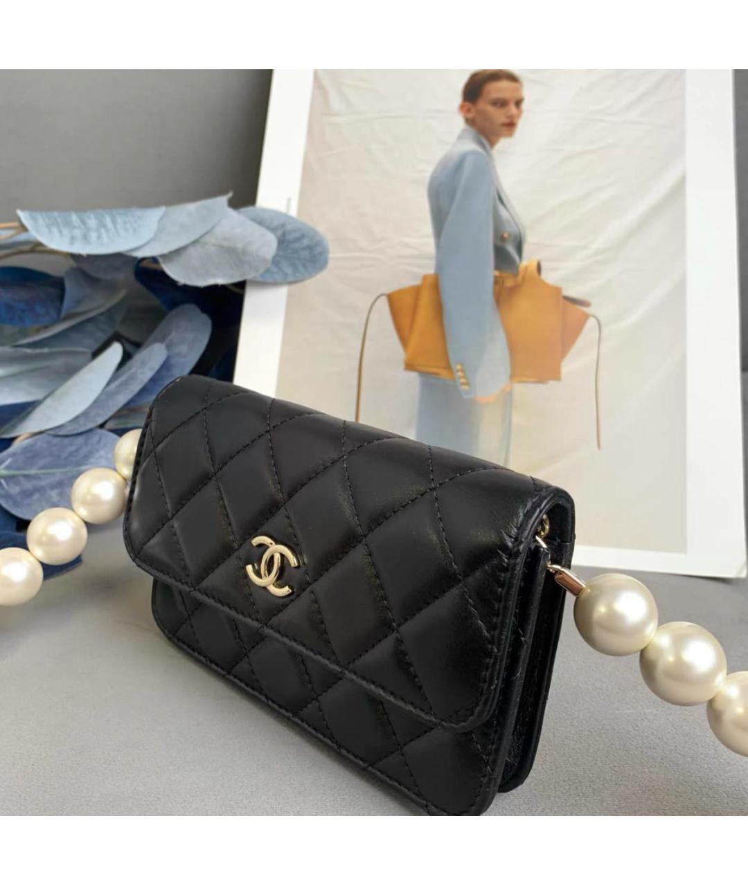 CHANEL Черный кожаный кошелек, фото 5