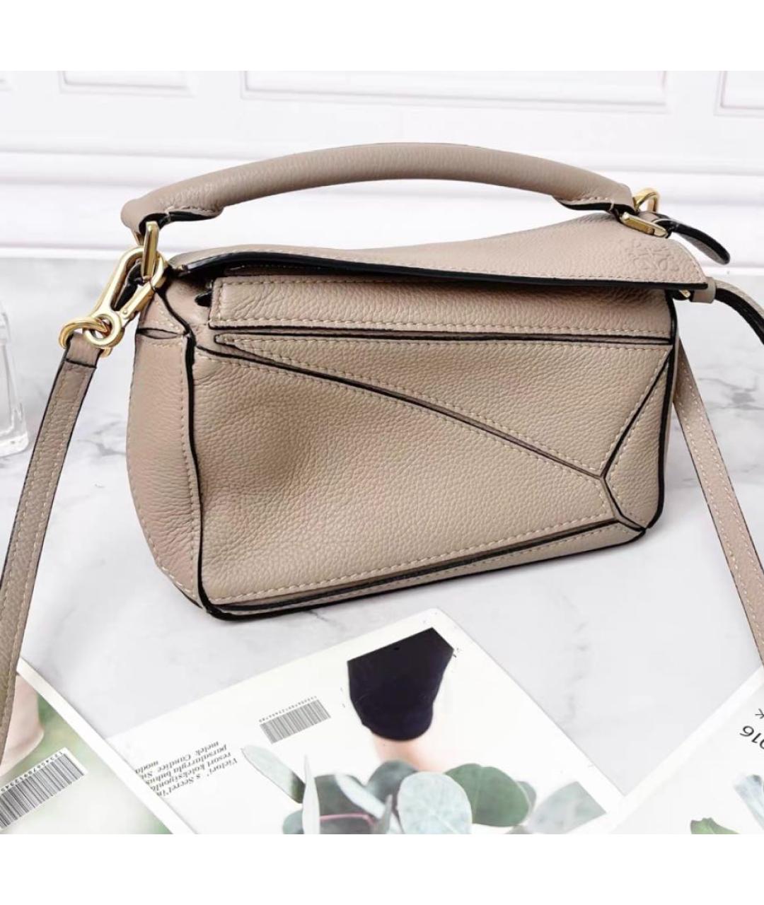 LOEWE Бежевая кожаная сумка через плечо, фото 2