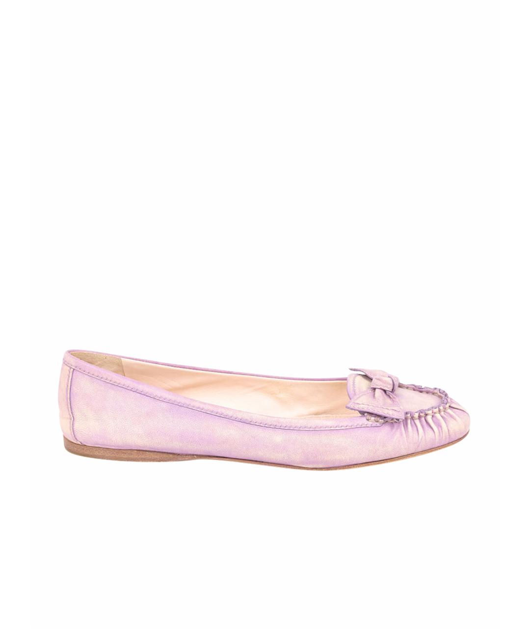 PRADA Фиолетовые кожаные балетки, фото 1