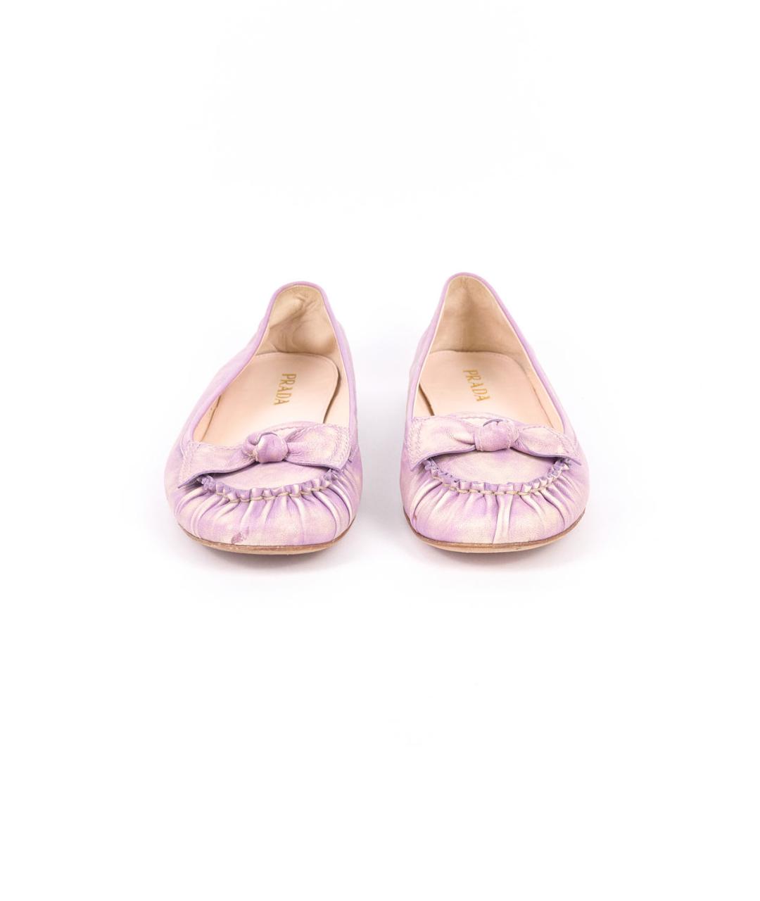 PRADA Фиолетовые кожаные балетки, фото 2