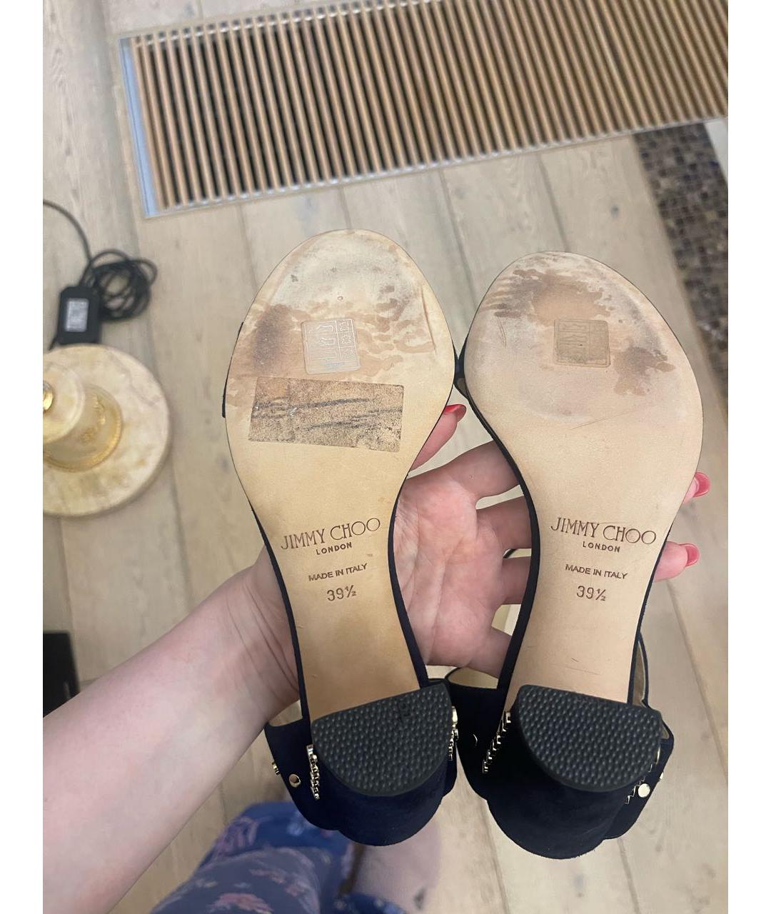 JIMMY CHOO Темно-синие замшевые босоножки, фото 5