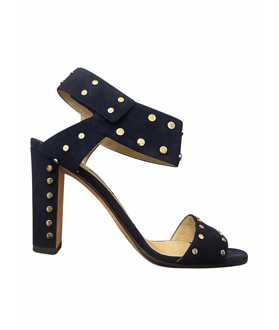 JIMMY CHOO Темно-синие замшевые босоножки, фото 1