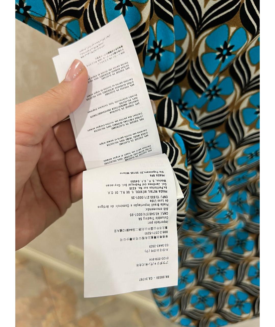 MIU MIU Голубая вискозная футболка, фото 8