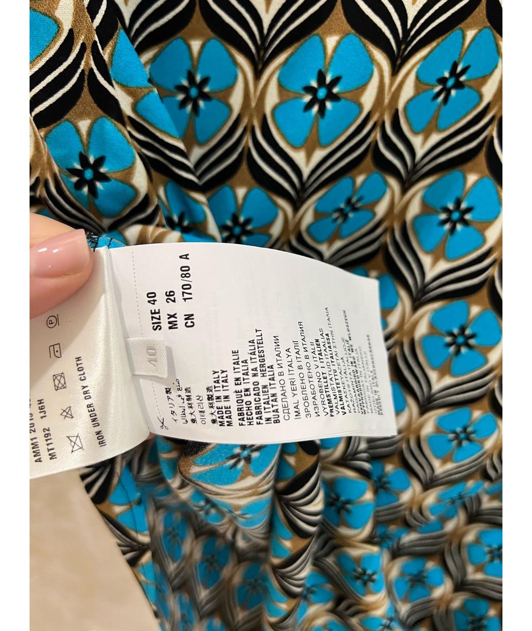 MIU MIU Голубая вискозная футболка, фото 7