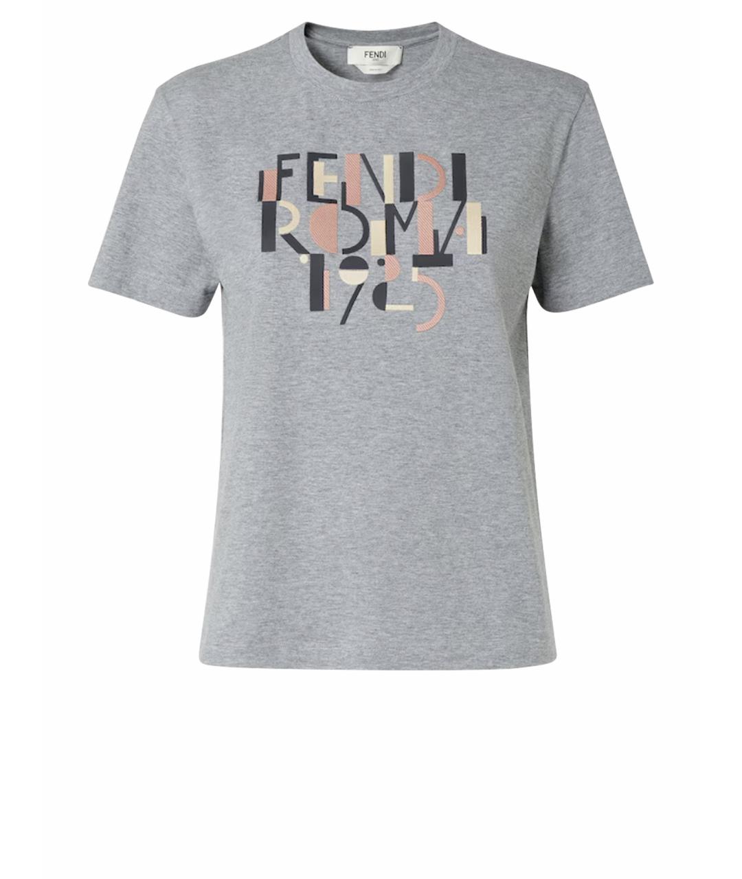 FENDI Серая хлопковая футболка, фото 4