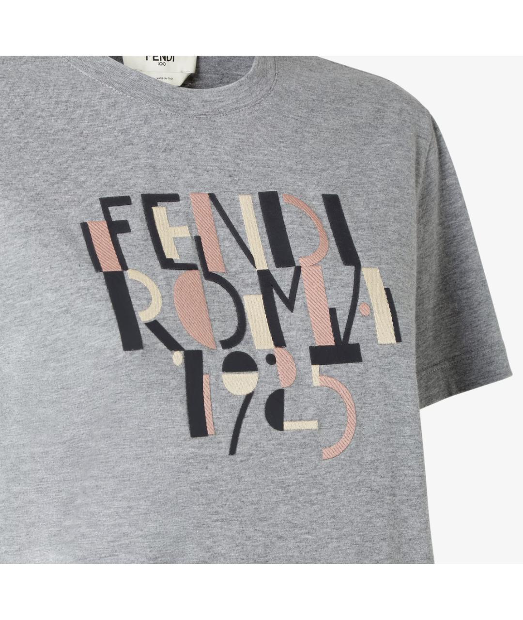 FENDI Серая хлопковая футболка, фото 2