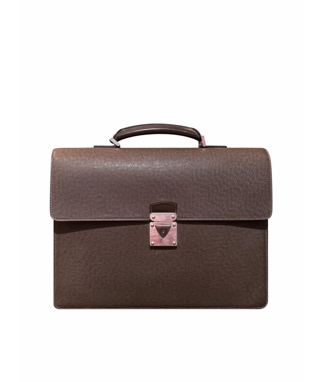 LOUIS VUITTON Коричневый кожаный портфель, фото 1