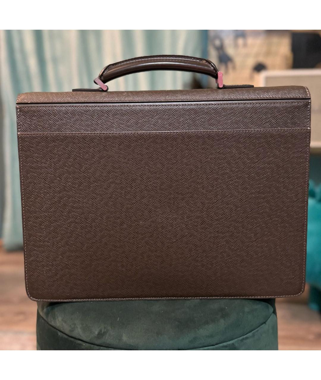 LOUIS VUITTON Коричневый кожаный портфель, фото 3