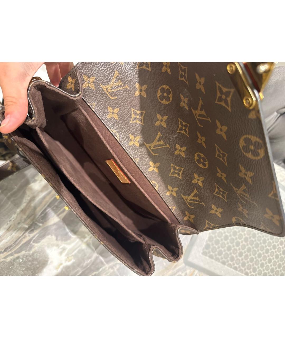 LOUIS VUITTON Коричневая кожаная сумка через плечо, фото 4