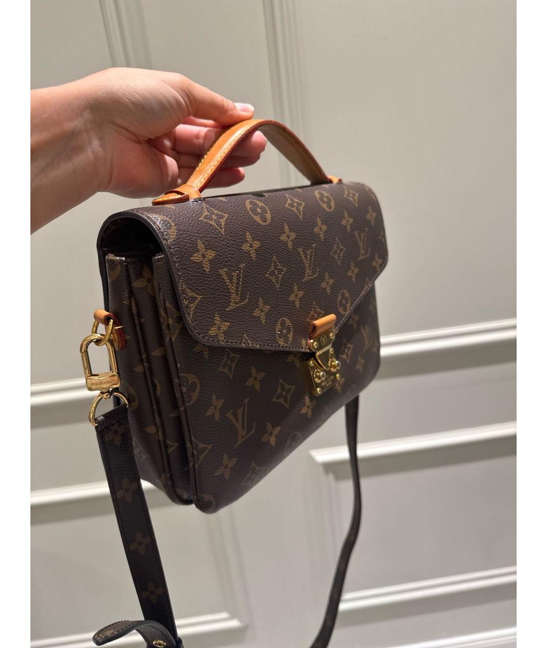 LOUIS VUITTON Коричневая кожаная сумка через плечо, фото 2