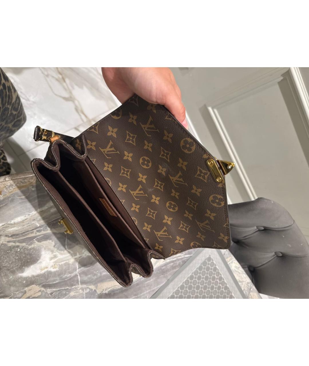 LOUIS VUITTON Коричневая кожаная сумка через плечо, фото 6
