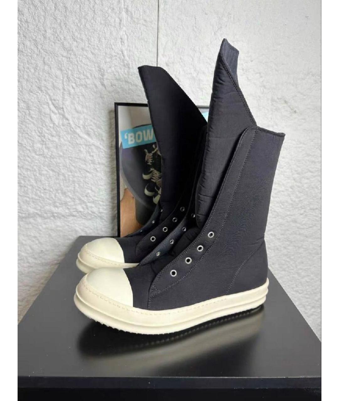 RICK OWENS Черные высокие кроссовки / кеды, фото 5