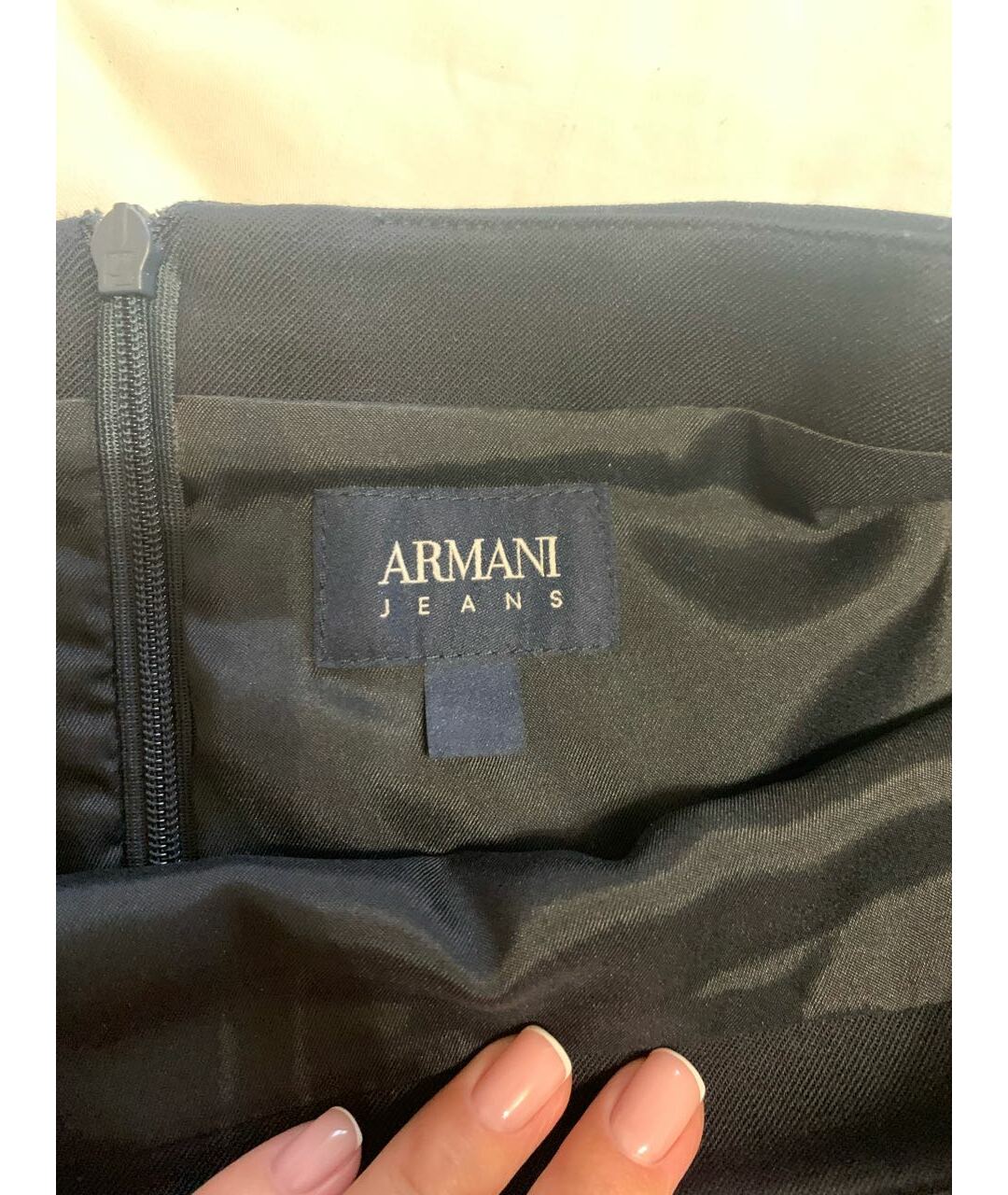 ARMANI JEANS Темно-синяя полиэстеровая юбка миди, фото 5