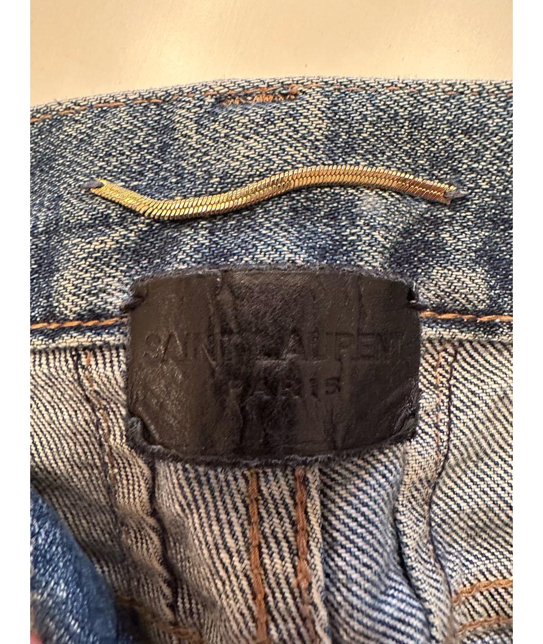 SAINT LAURENT Синие хлопковые прямые джинсы, фото 3