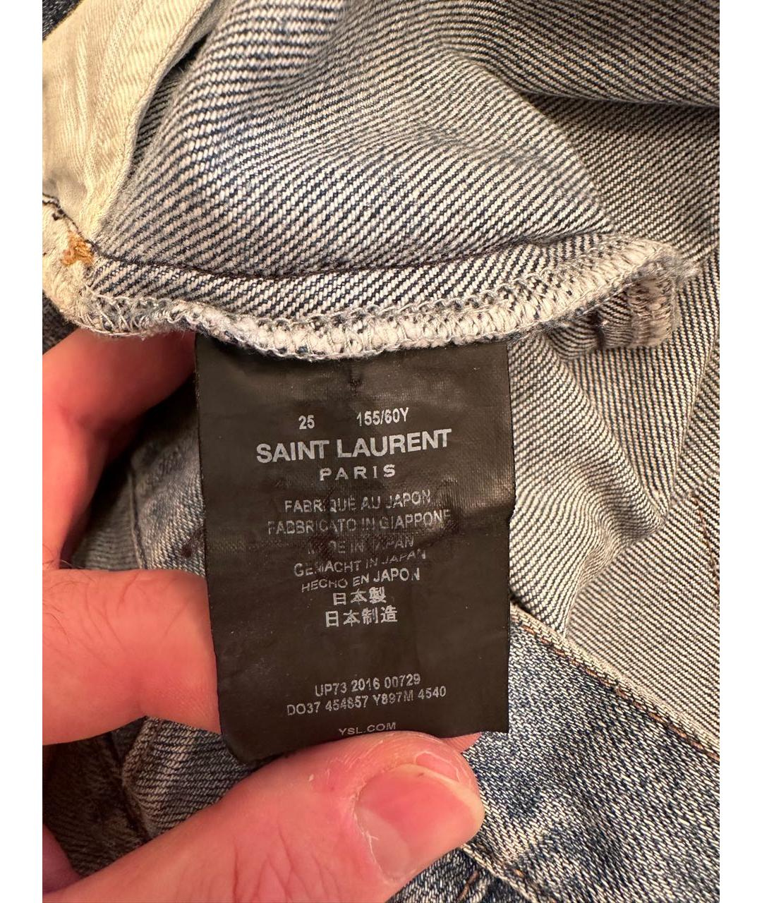 SAINT LAURENT Синие хлопковые прямые джинсы, фото 4
