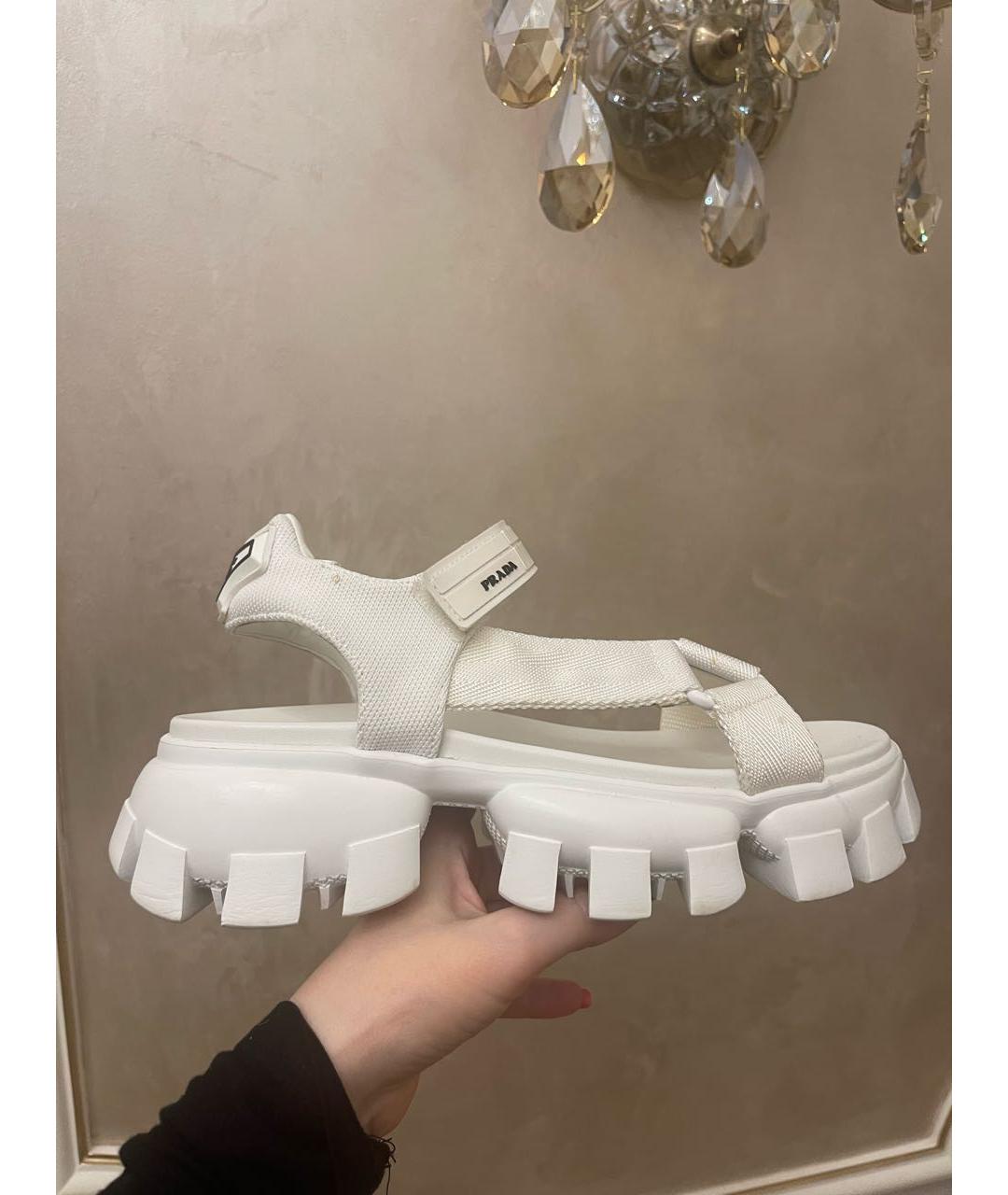 PRADA Белые кожаные босоножки, фото 8