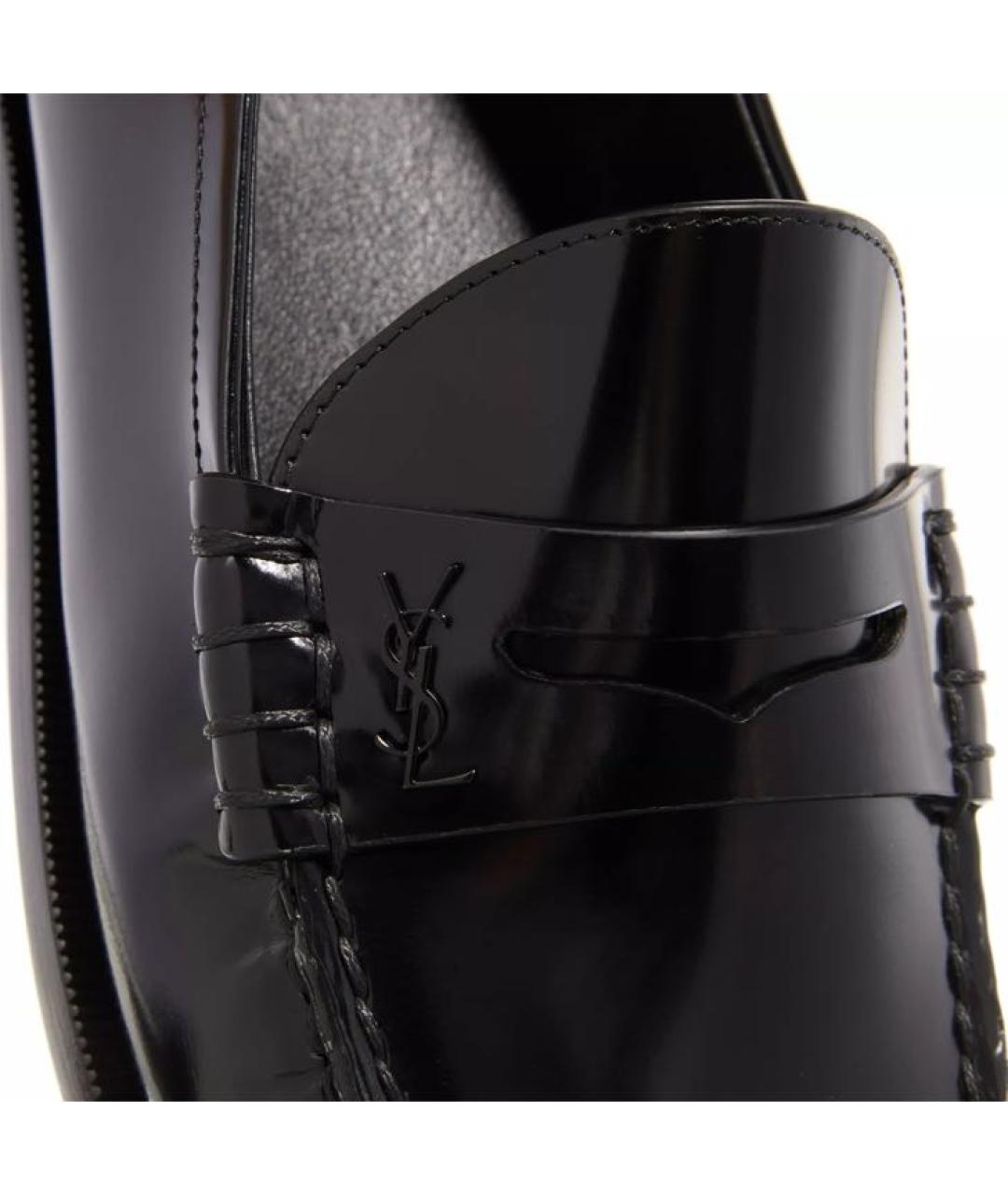 SAINT LAURENT Черные кожаные мокасины, фото 4