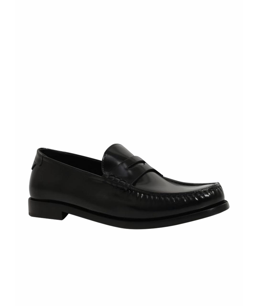SAINT LAURENT Черные кожаные мокасины, фото 1