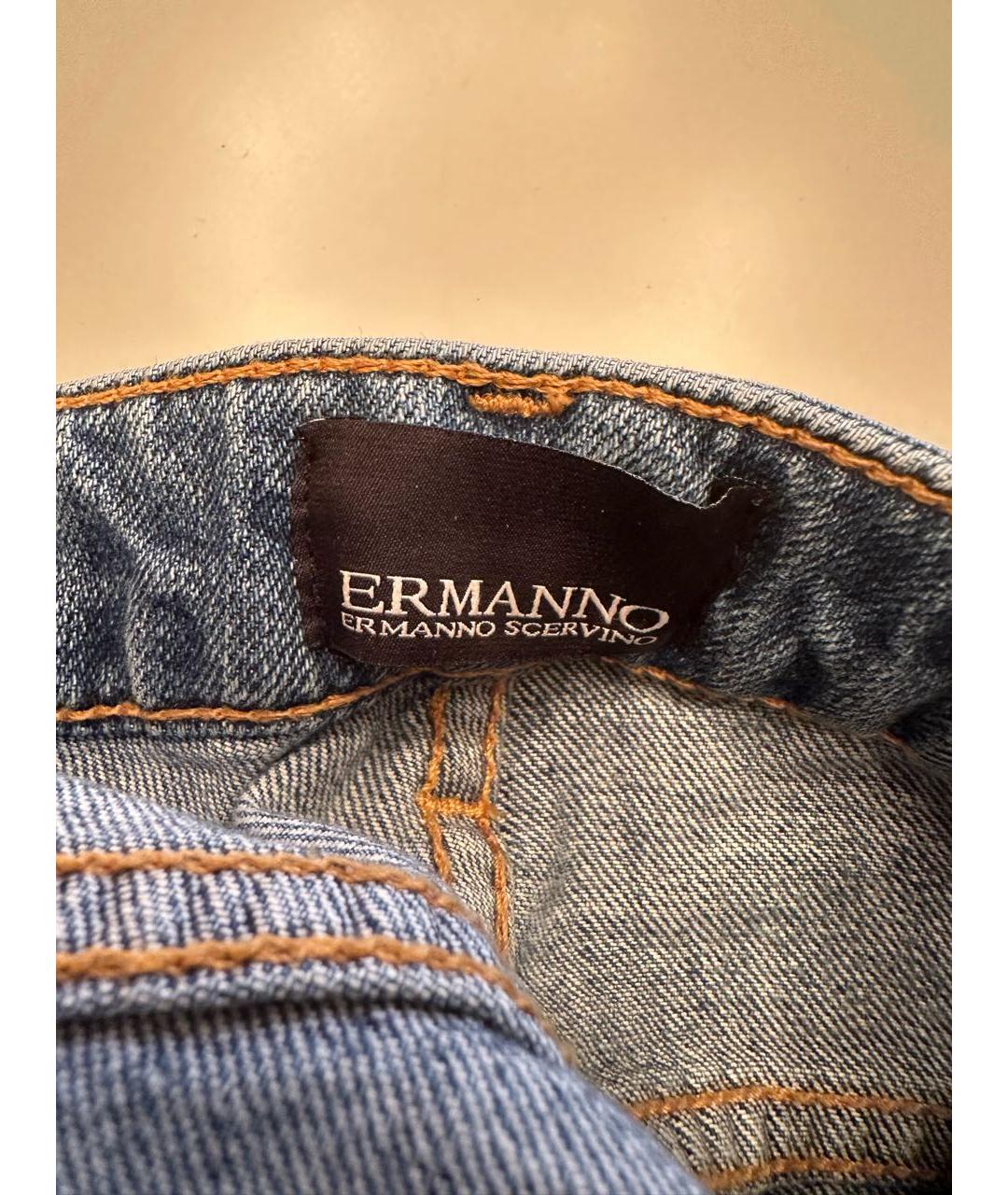 ERMANNO SCERVINO Синие хлопковые прямые джинсы, фото 3