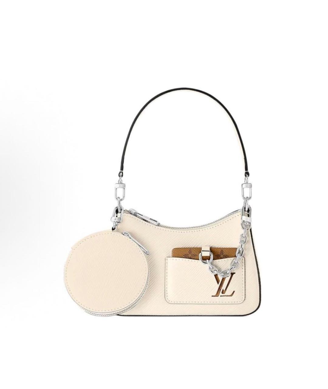 LOUIS VUITTON Бежевая кожаная сумка с короткими ручками, фото 5