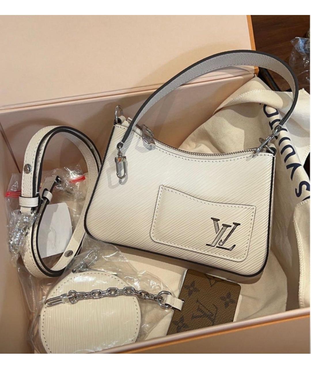 LOUIS VUITTON Бежевая кожаная сумка с короткими ручками, фото 4