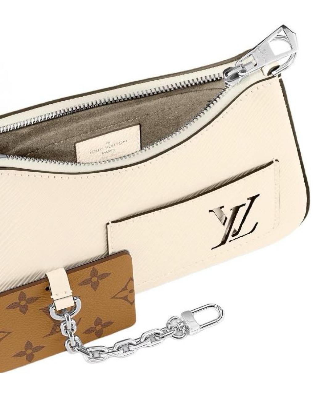 LOUIS VUITTON Бежевая кожаная сумка с короткими ручками, фото 3