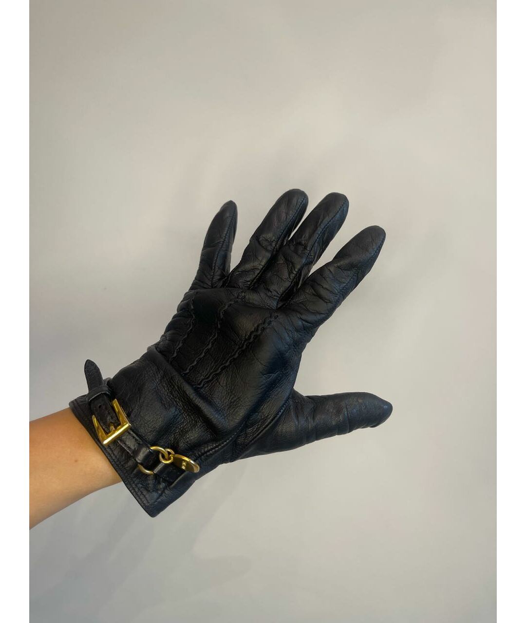 PRADA Черные кожаные перчатки, фото 9