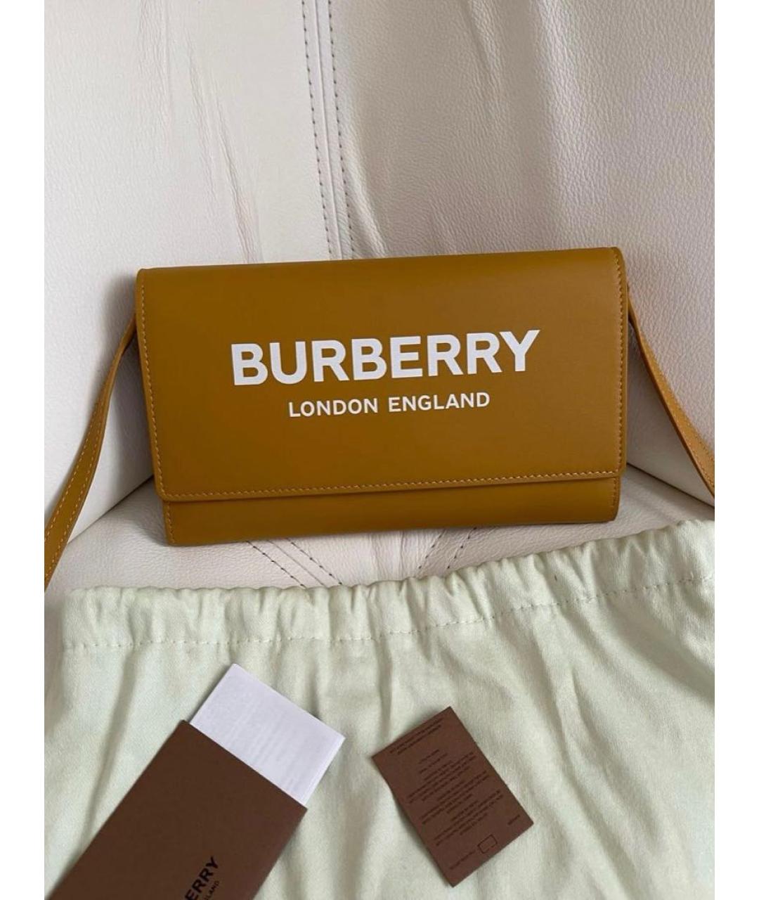 BURBERRY Горчичная кожаная сумка через плечо, фото 2