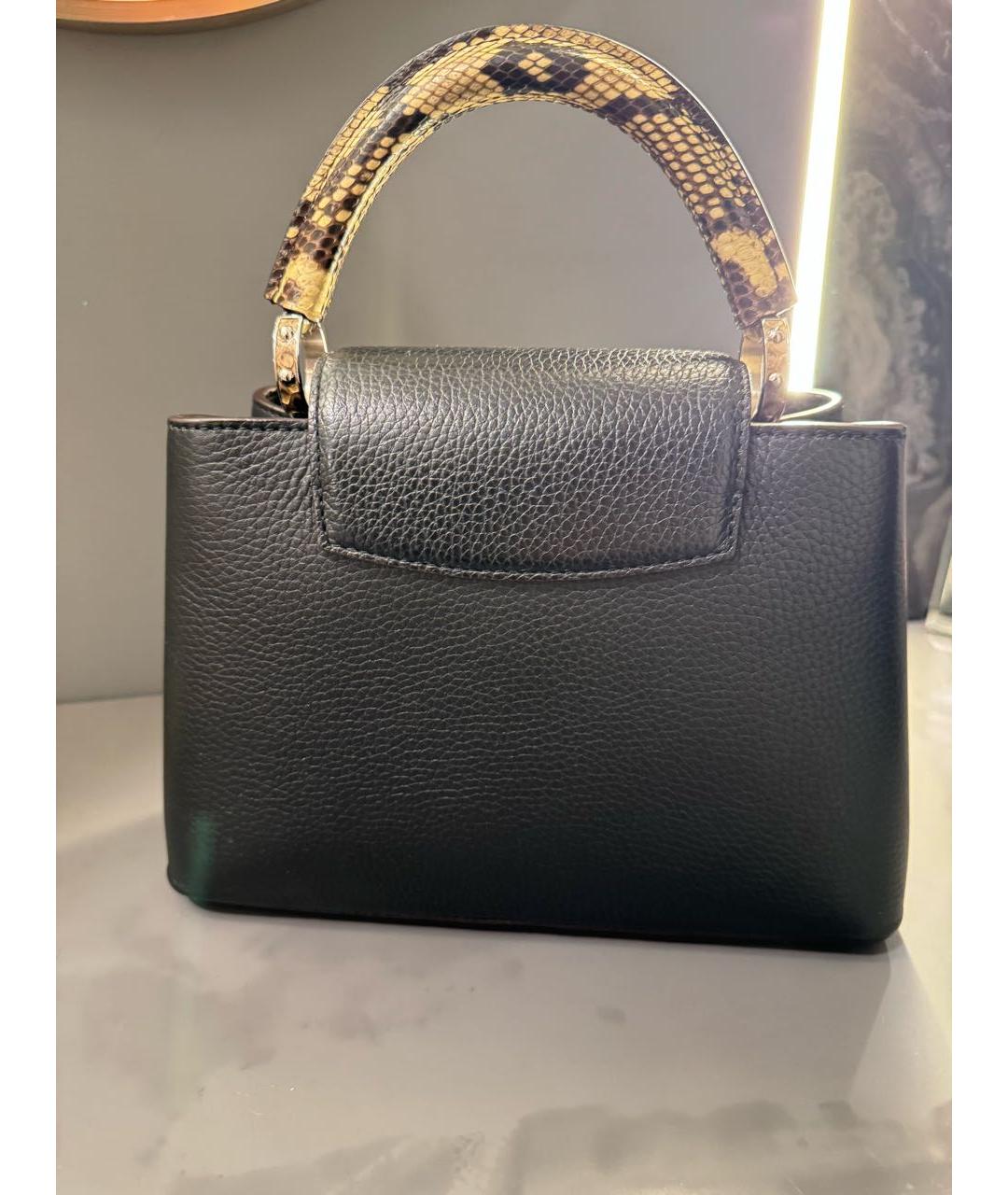 LOUIS VUITTON Черная кожаная сумка с короткими ручками, фото 3