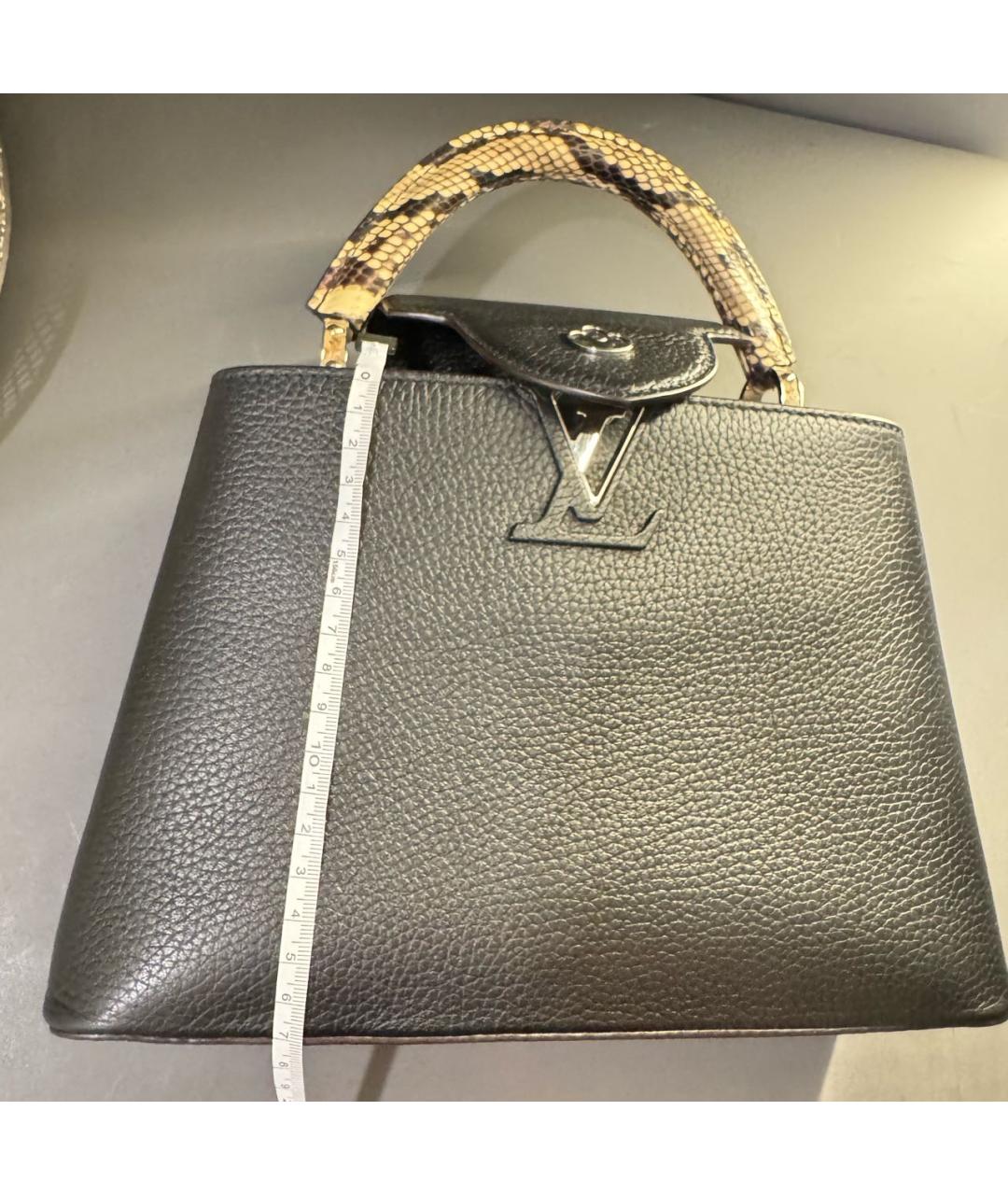 LOUIS VUITTON Черная кожаная сумка с короткими ручками, фото 6
