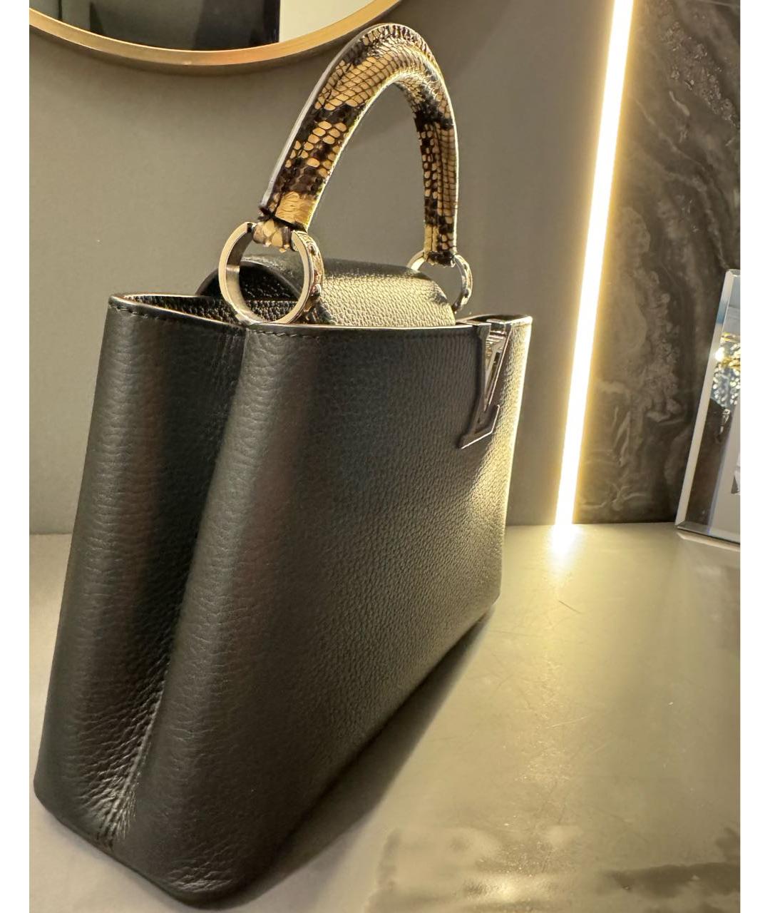 LOUIS VUITTON Черная кожаная сумка с короткими ручками, фото 2