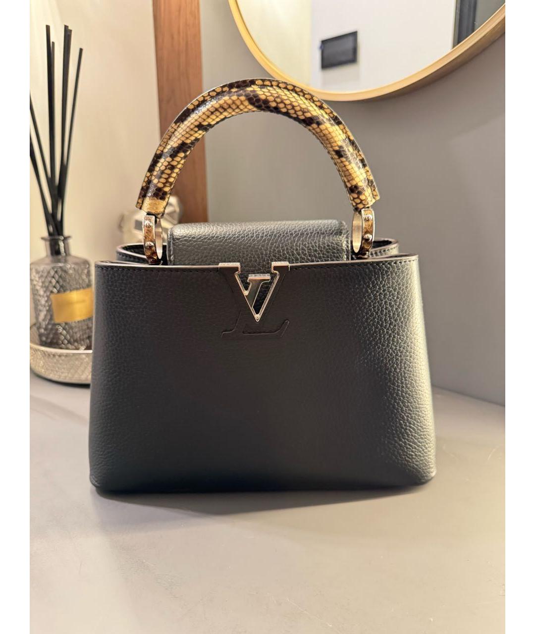 LOUIS VUITTON Черная кожаная сумка с короткими ручками, фото 8