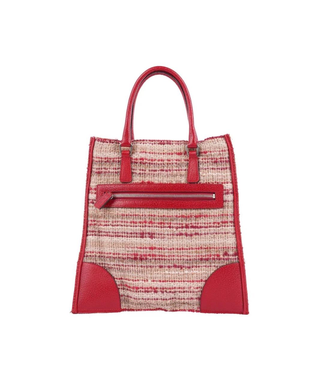PRADA Красная твидовая сумка тоут, фото 3