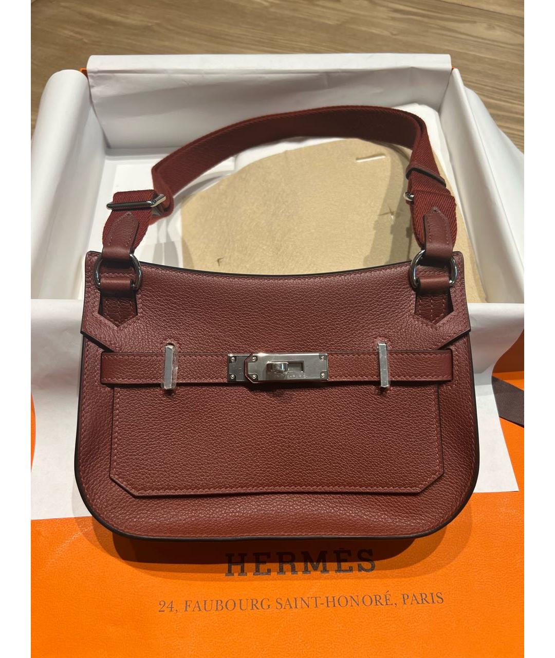 HERMES Бордовая кожаная сумка через плечо, фото 8