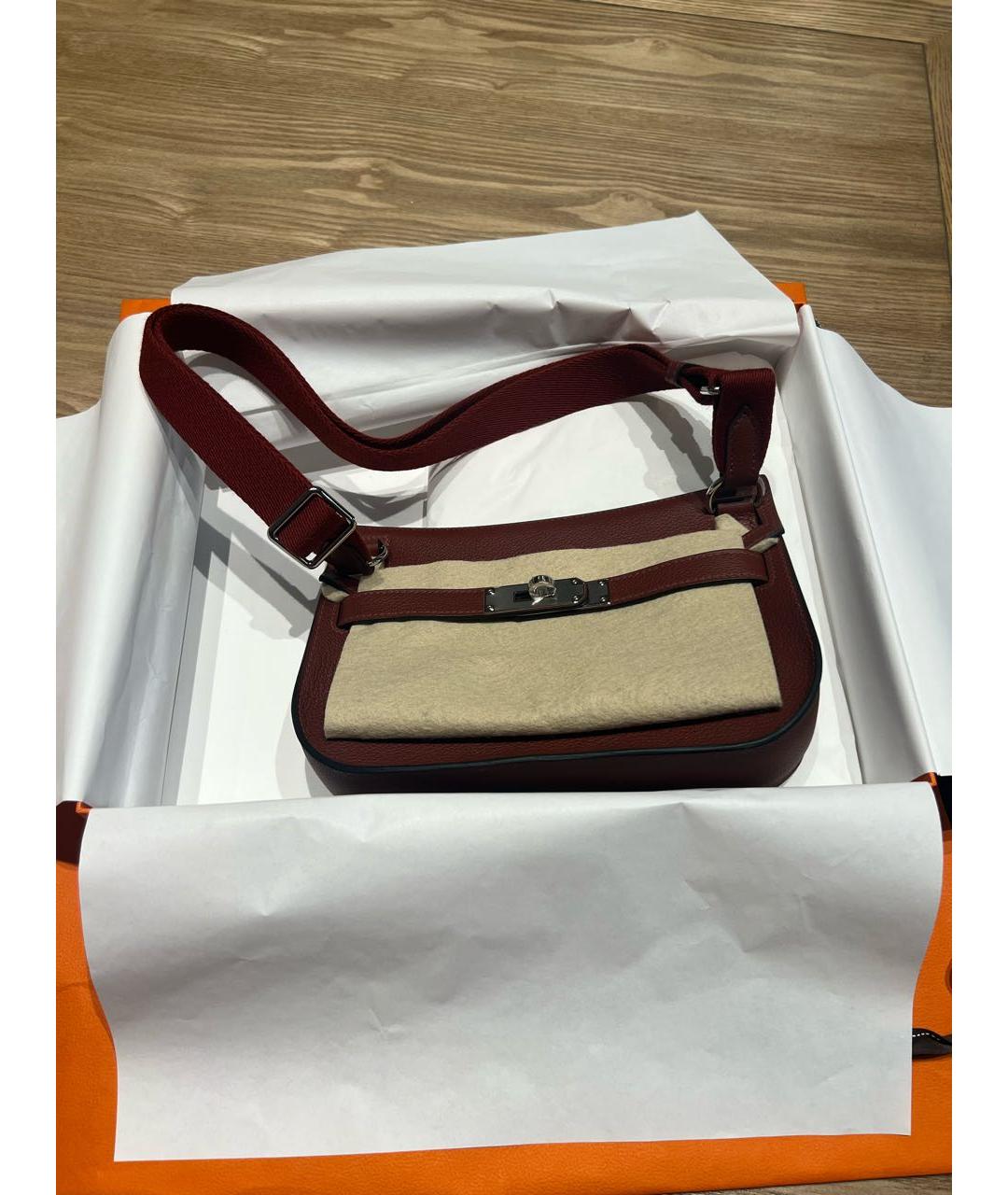 HERMES Бордовая кожаная сумка через плечо, фото 2