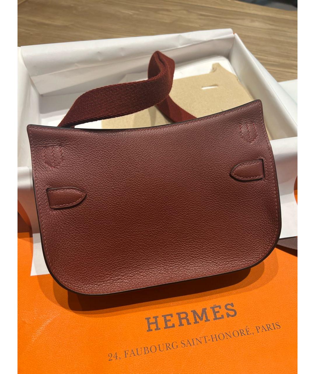 HERMES Бордовая кожаная сумка через плечо, фото 3