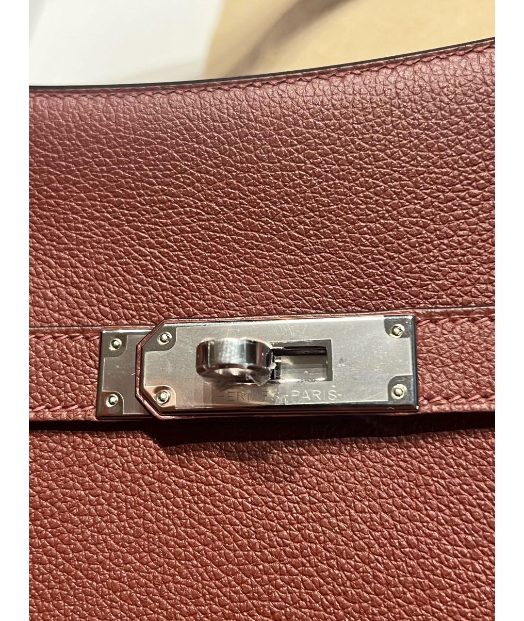 HERMES Бордовая кожаная сумка через плечо, фото 6