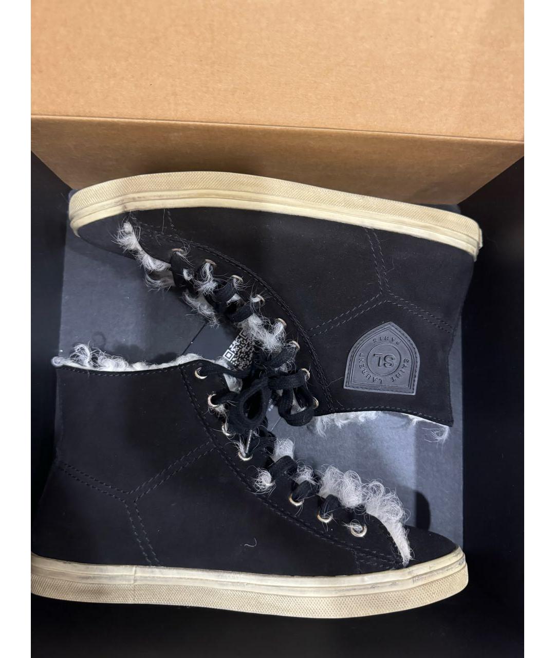 SAINT LAURENT Черные замшевые кеды, фото 2