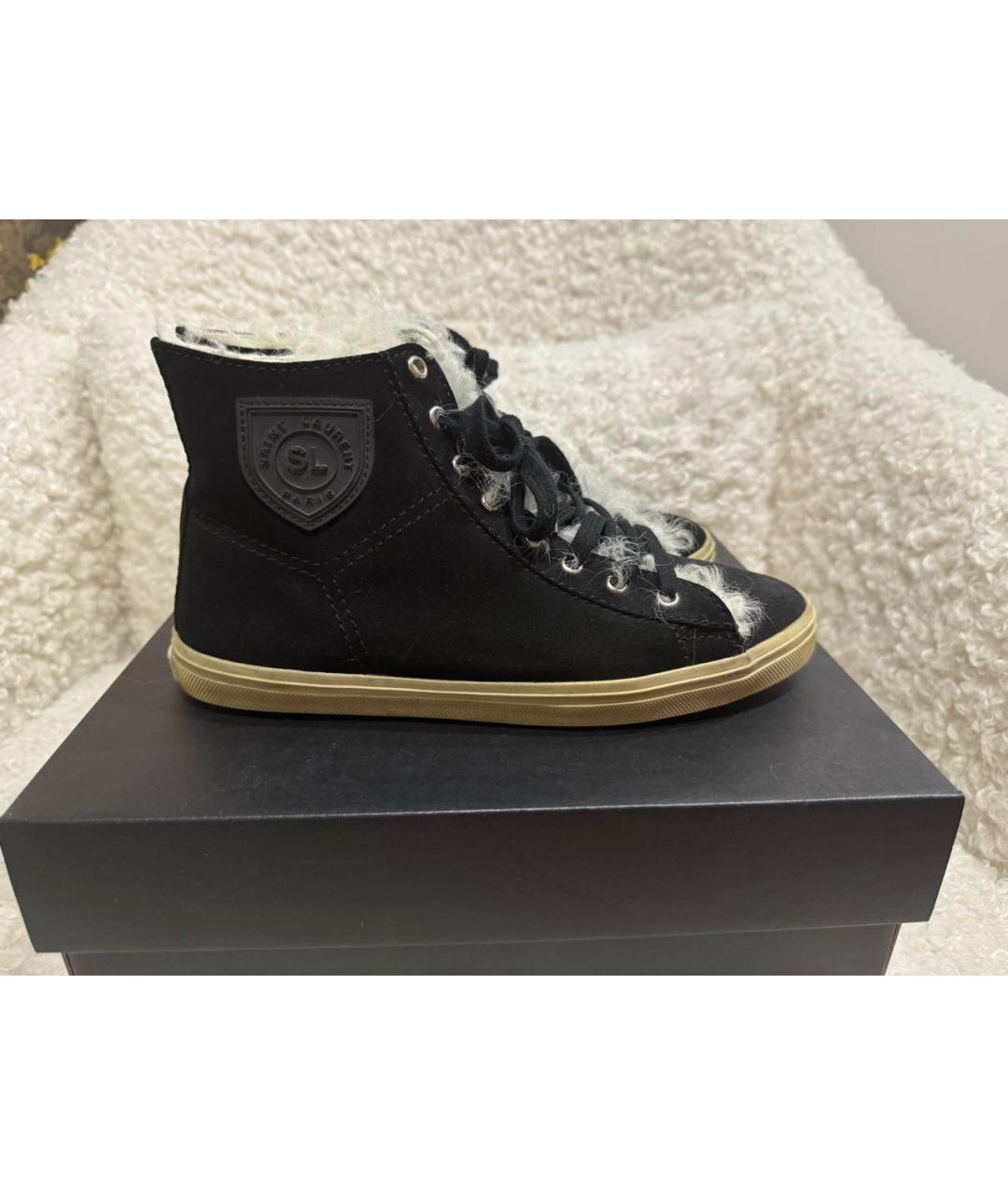 SAINT LAURENT Черные замшевые кеды, фото 5