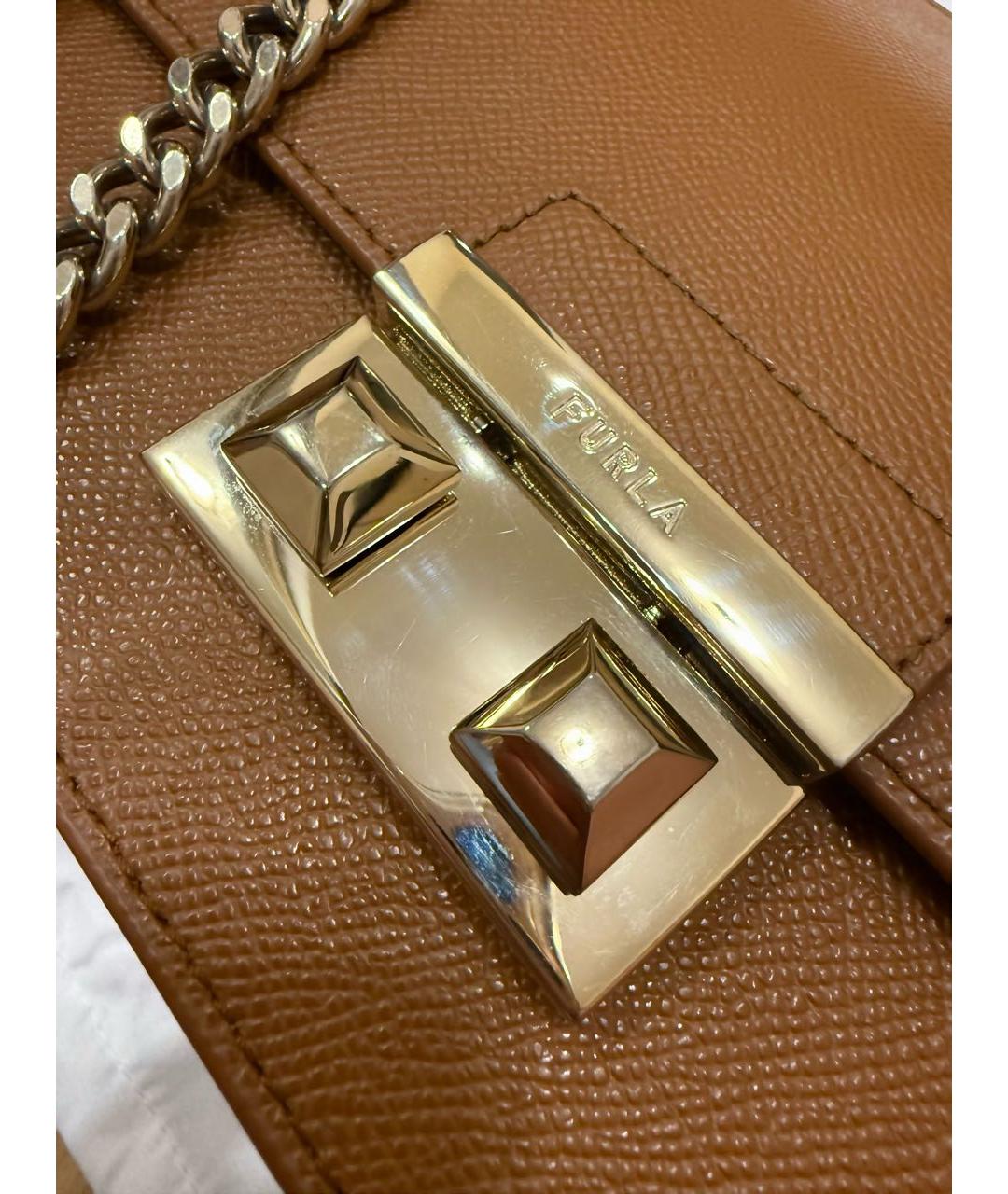 FURLA Коричневая кожаная сумка через плечо, фото 5